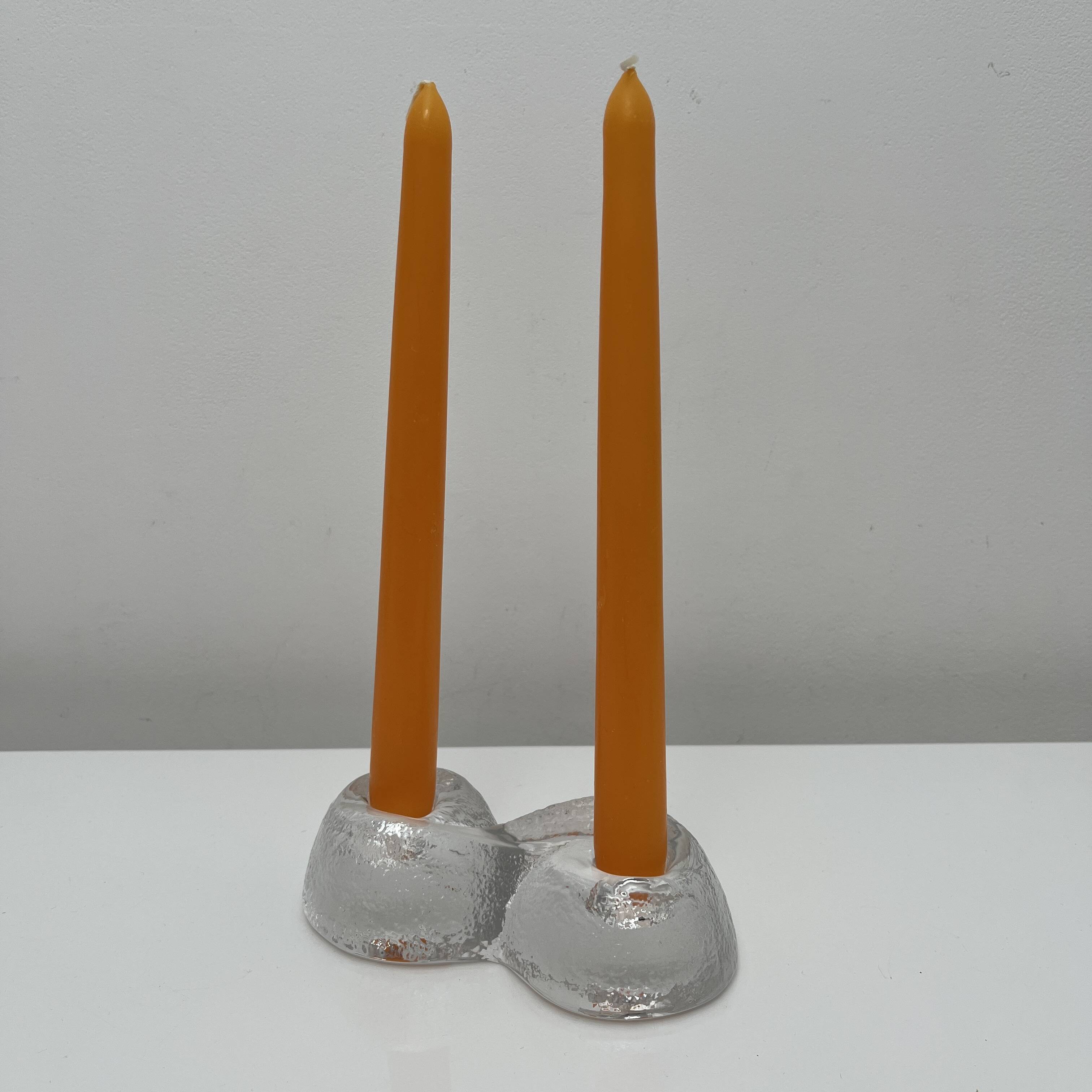 Orrefors Sweden glass candle holder vintage Suede design Lars Hellsten
