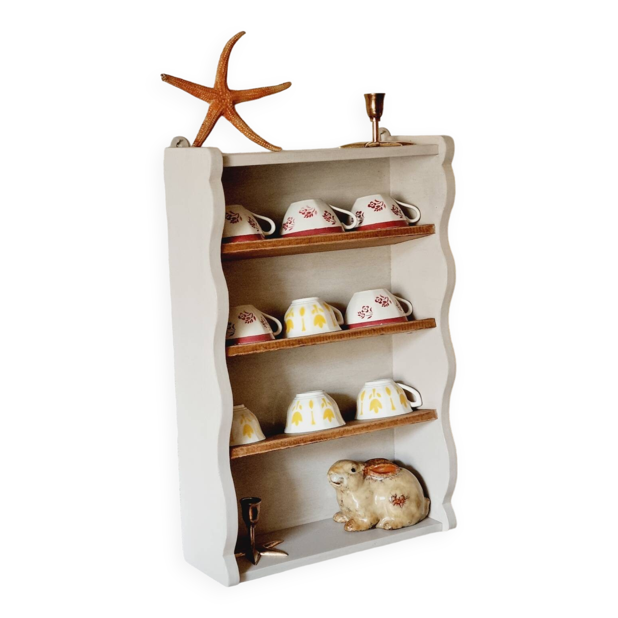 Linen-colored wooden shelf