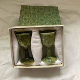2 small jade stemmed glasses