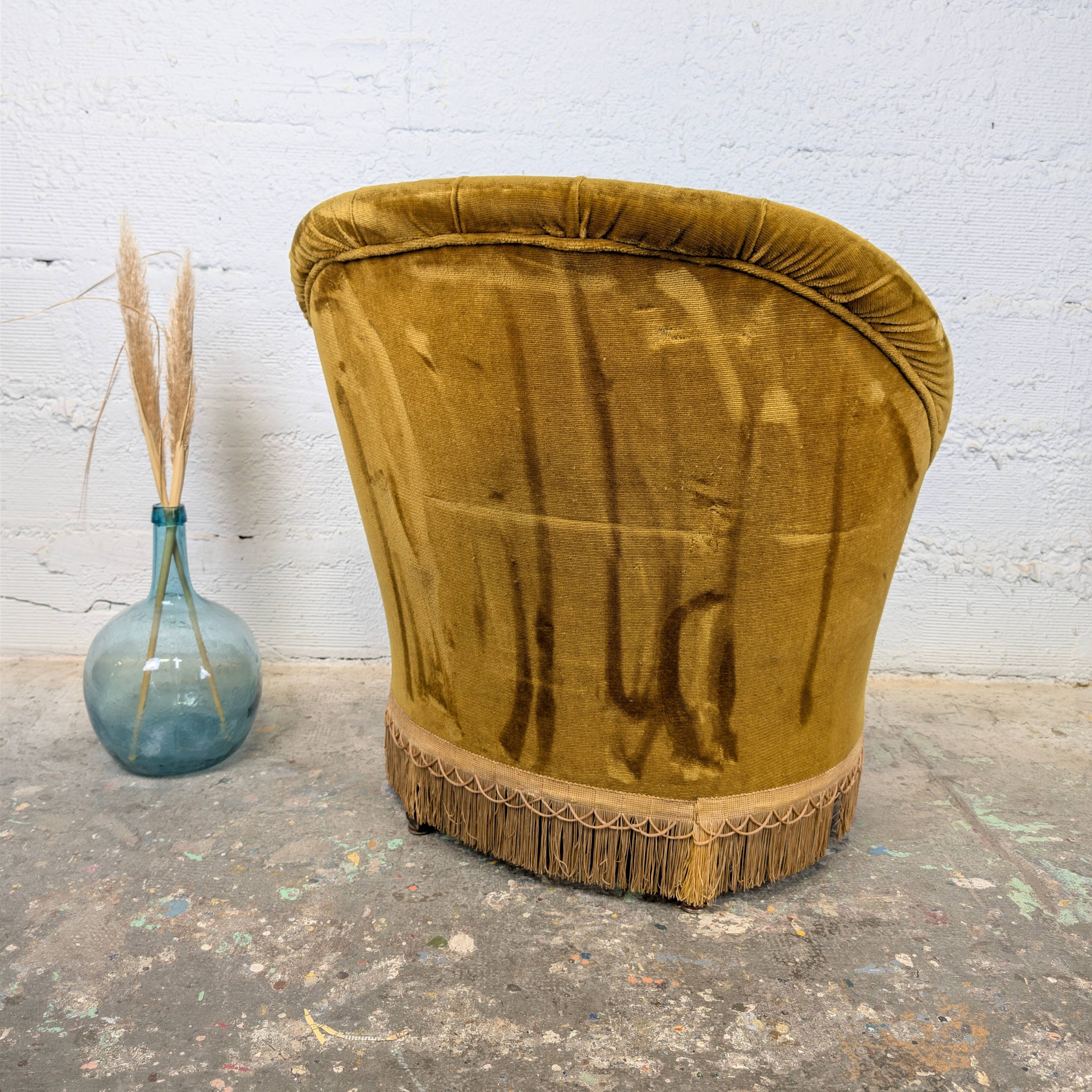 Buttoned frog armchair
