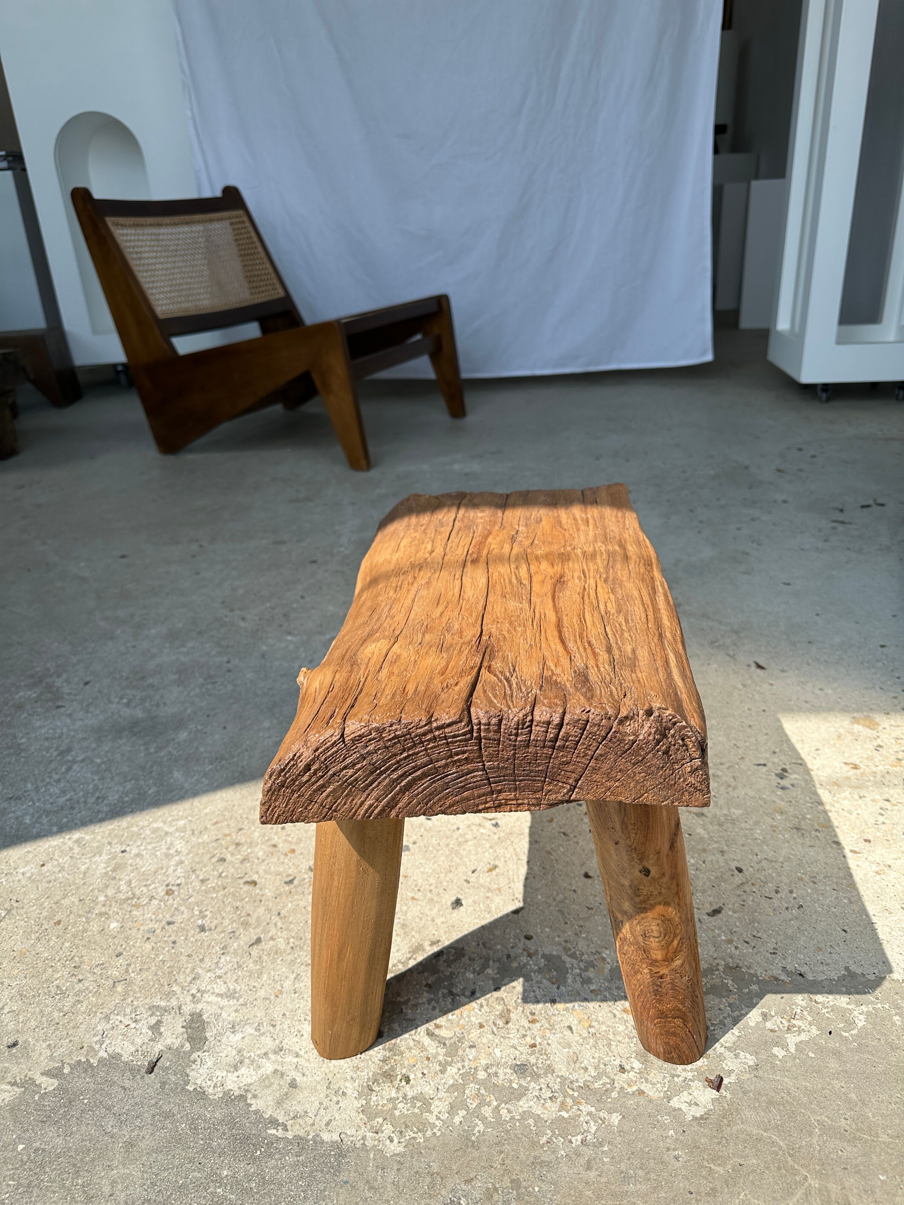 Small side table or stool in blond teak H:30 L43 l27