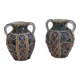 Pair of small openwork vases in glazed earthenware – Made in Italy