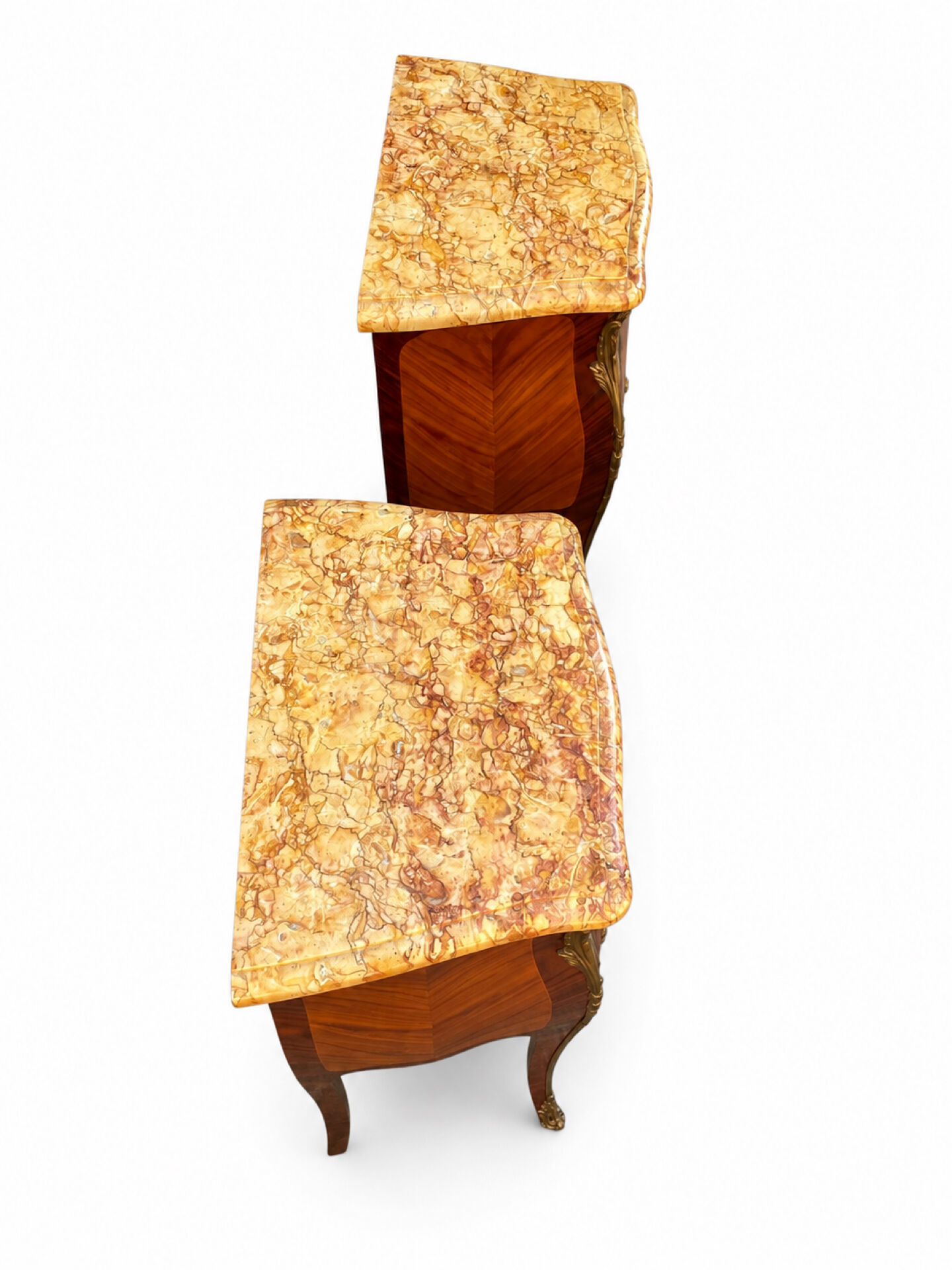 Louis XV bedside tables with floral marquetry