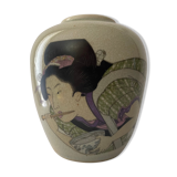 Polychrome vase and celadon XIX Naniwaya Okita Japan Nippon