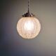 Pair of Art Deco pendant lights in pressed molded satin glass, 1920-30