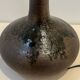 Vintage design lamp base in brown pyrite stoneware with raffia lampshade 1970