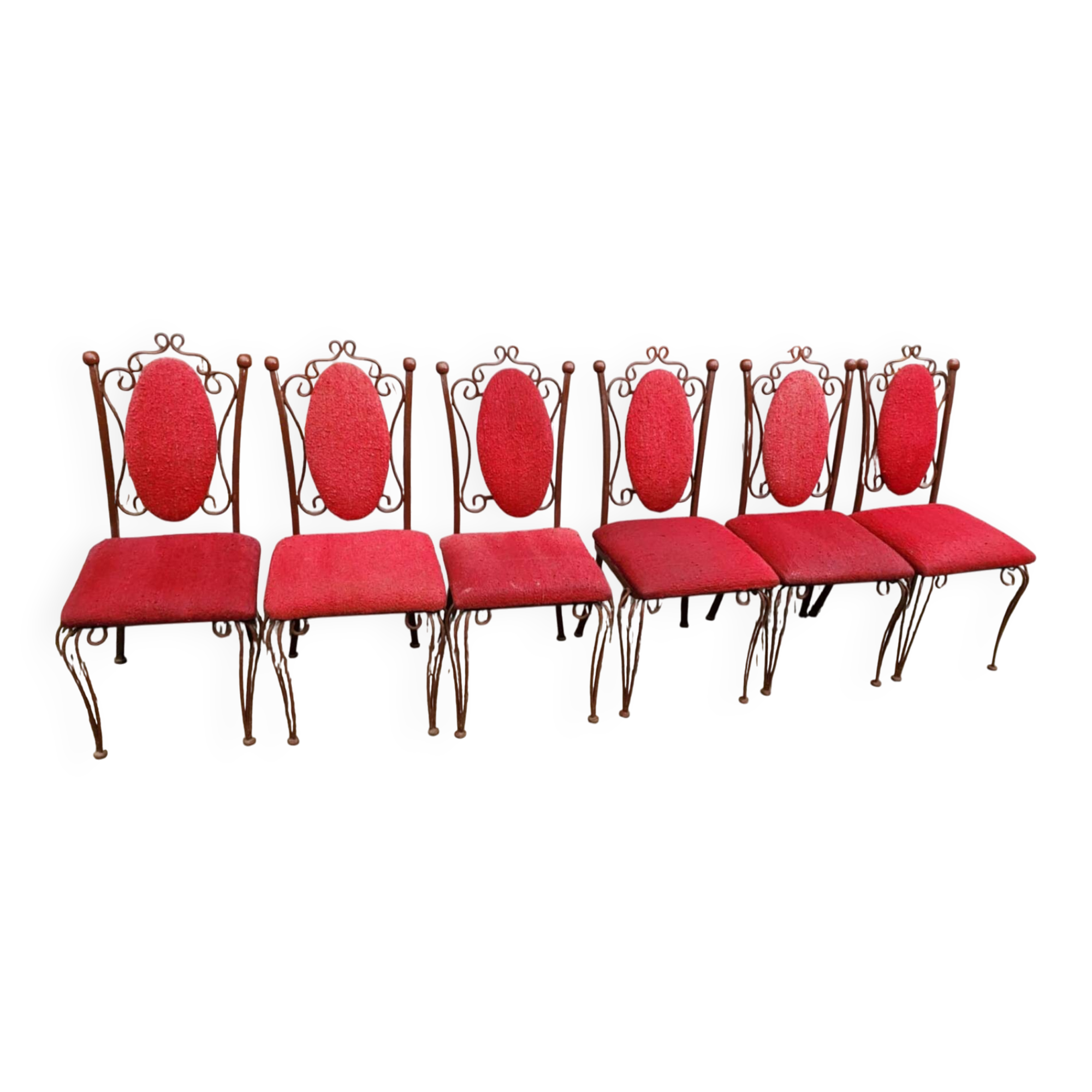 6 wrought iron chairs by Raymond Menos, Haiti
