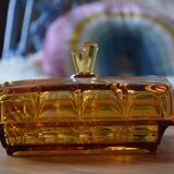 Amber glass butter dish