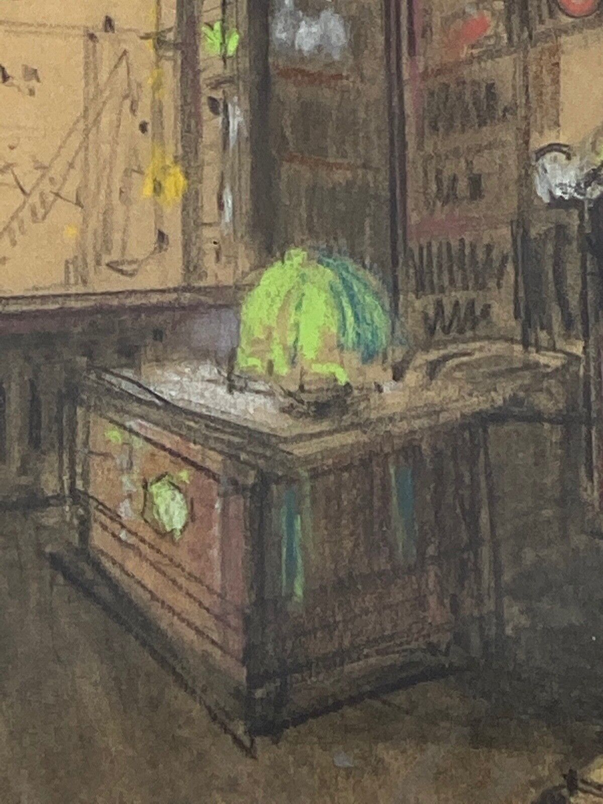 Watercolor sign andre brif or prif interior drawing library 1925