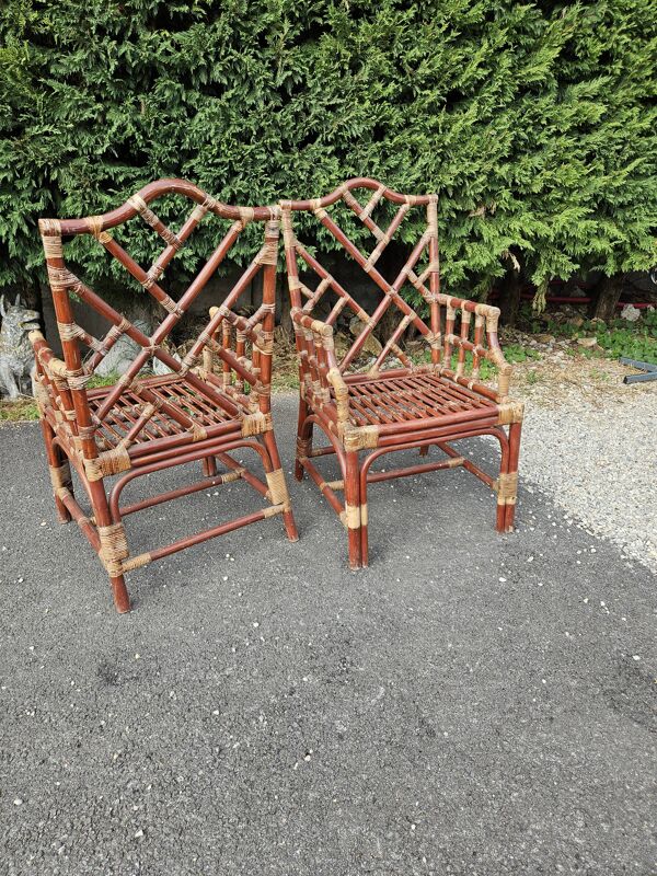 Paire de Fauteuils bambou