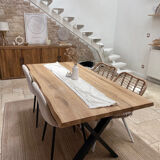 Dining table Solid mango wood and black metal legs