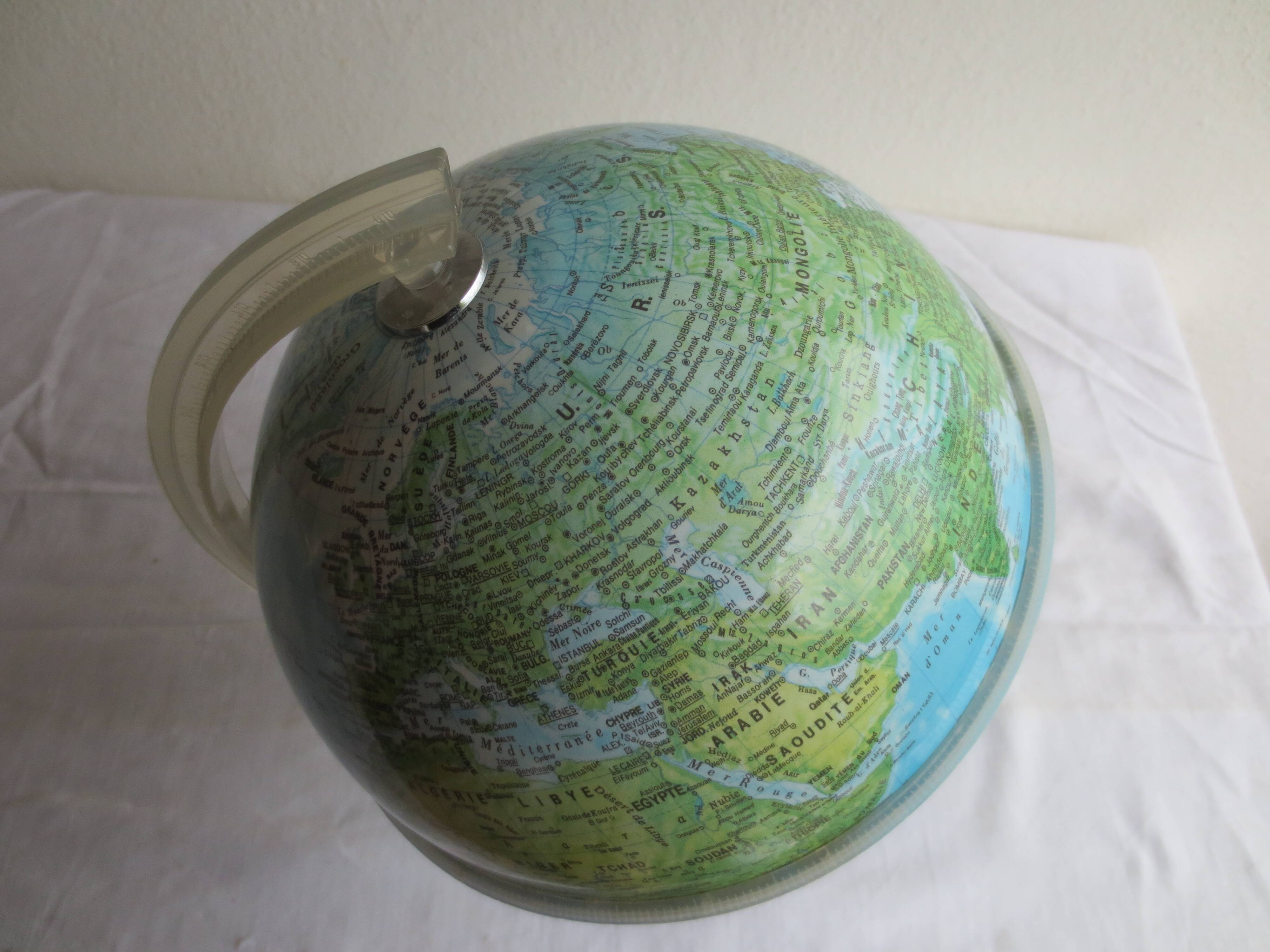 vintage world map, burgundy plastic base