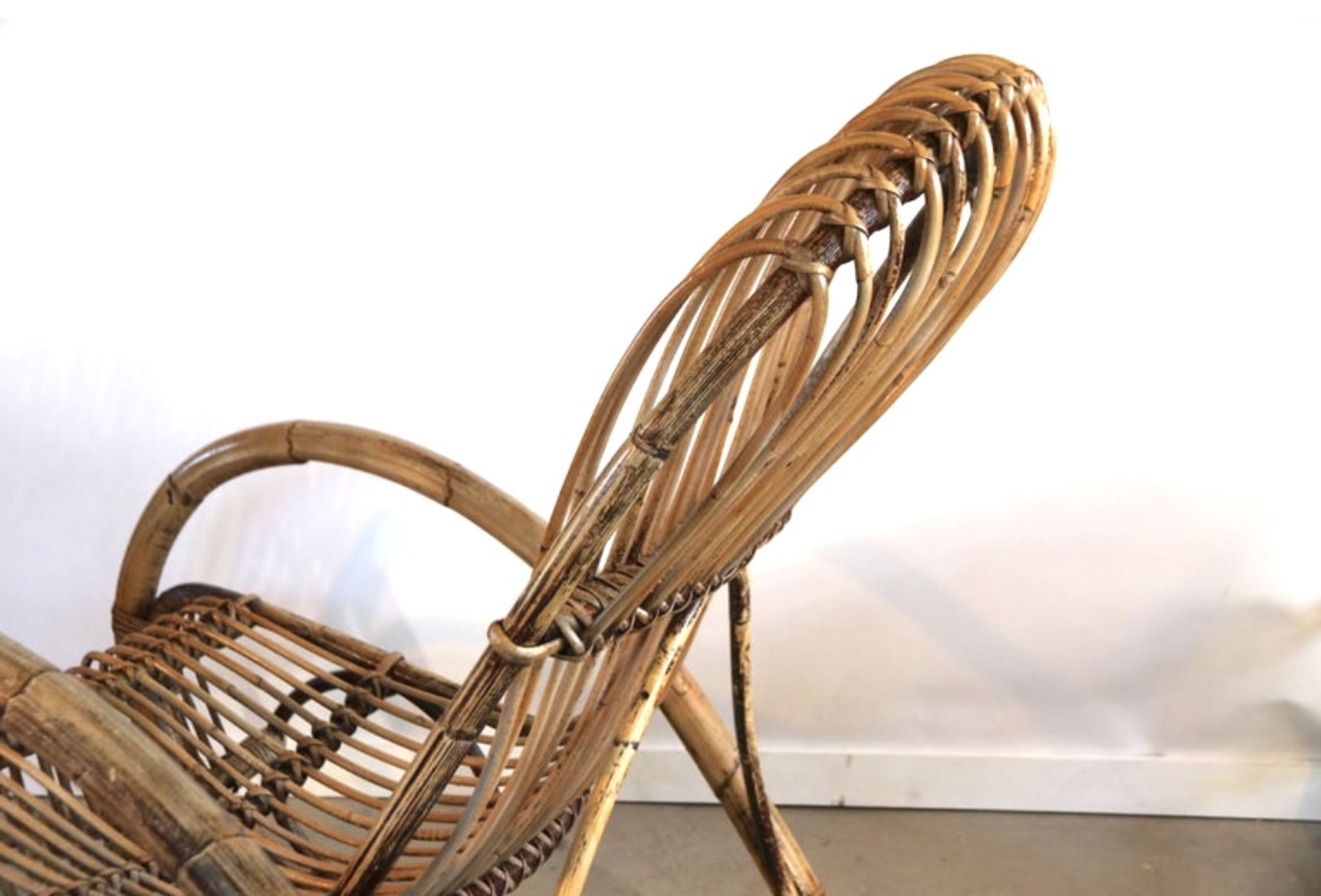 Rocking chair in bamboo and rattan, 1950