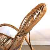 Rocking chair in bamboo and rattan, 1950