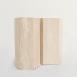 A set of 2 travertine pedestals.