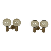 Pair of vintage Holophane wall sconces in opaline glass, France, 1950.