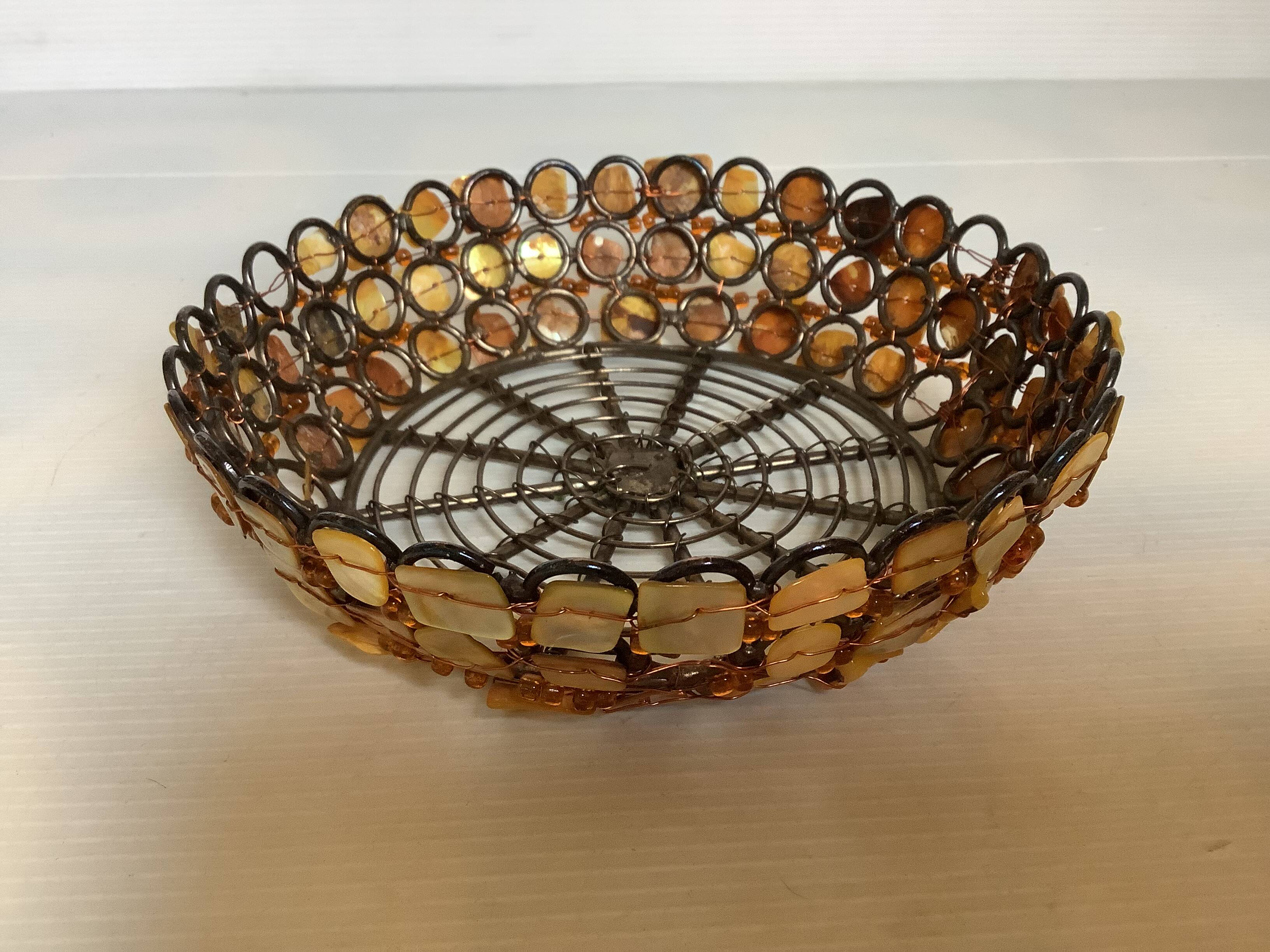 Nacre and metal catch-all bowl