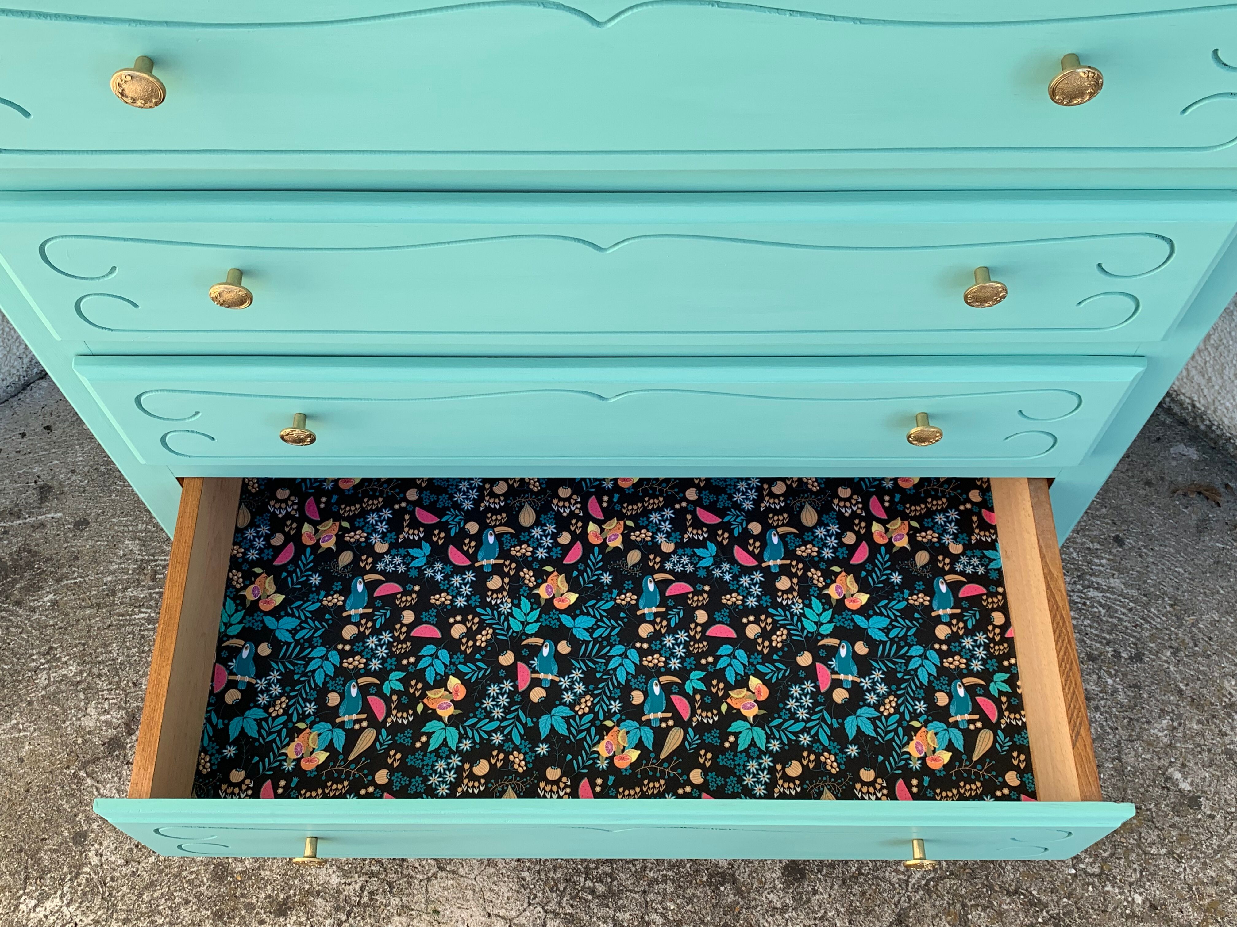 Vintage mint green chest of drawers 1950