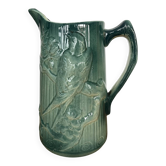 Art Nouveau barbotine pitcher "Swallow"