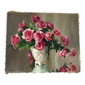 Fallen roses, oil on canvas signed Miller Ranson