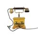Old Italian Analog Telephone with Rotary Copper Wood Velvet