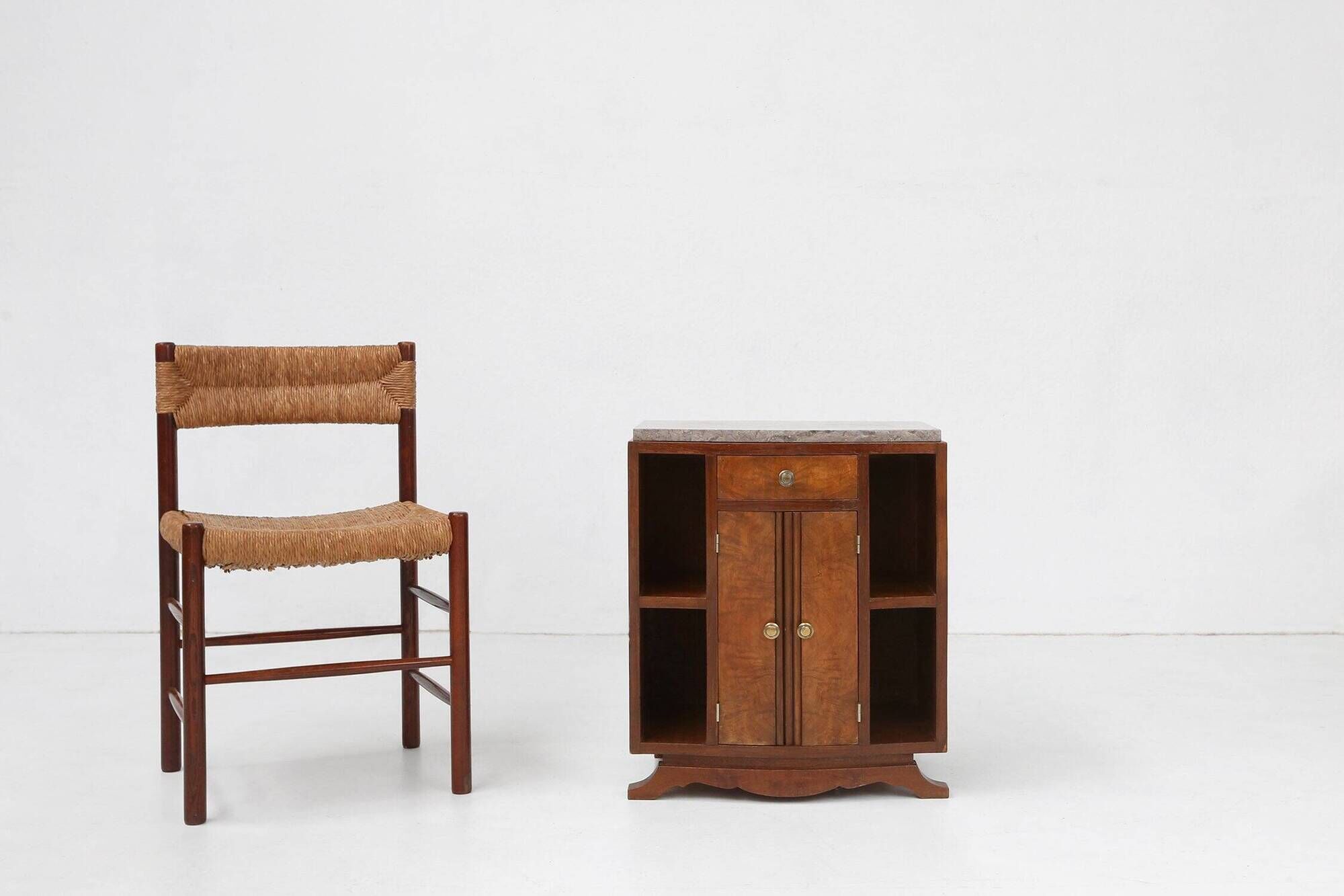Art Deco cabinet in wood with a marble top, France, 1930s