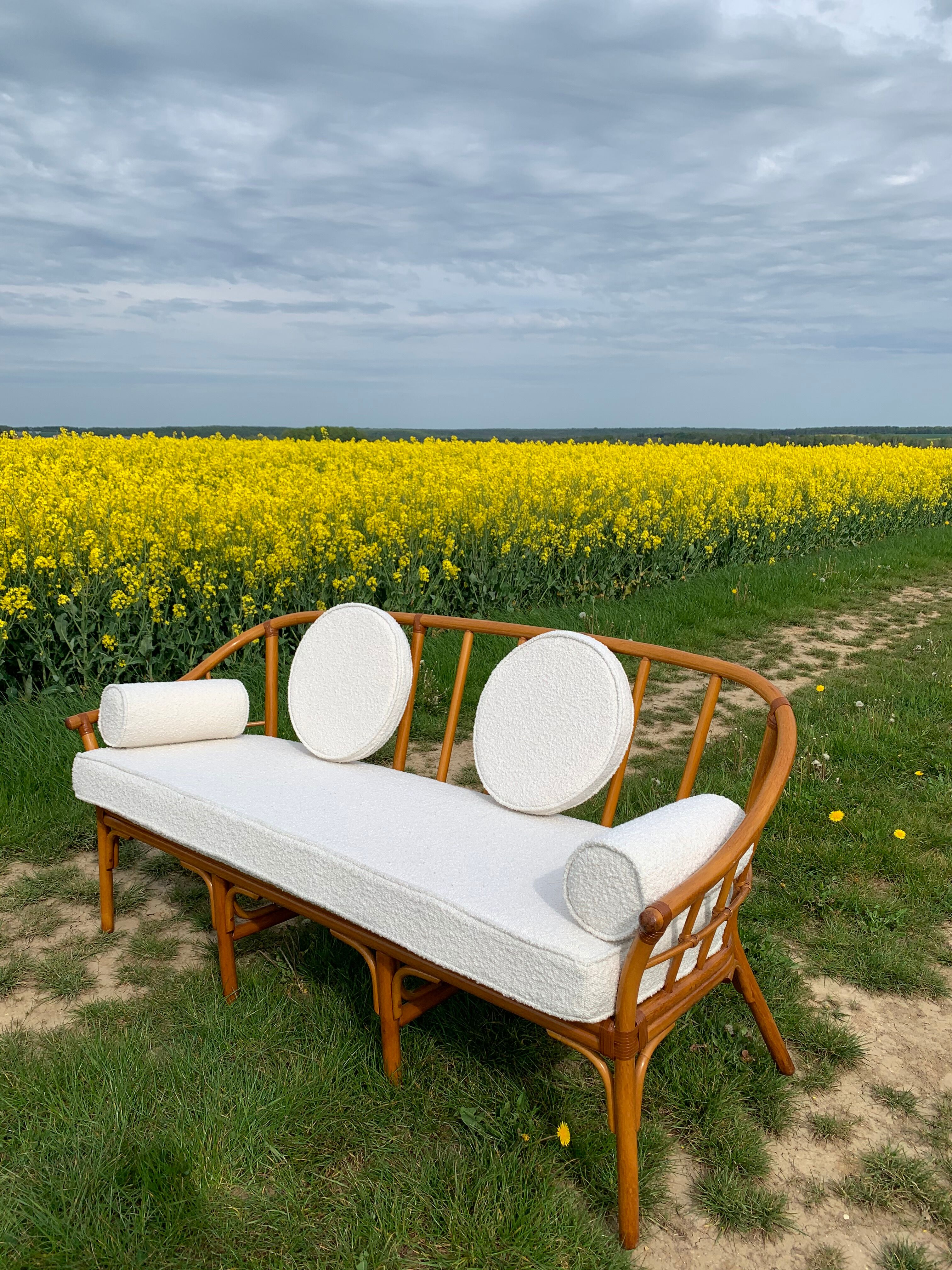 Vintage rattan bench