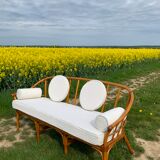 Vintage rattan bench