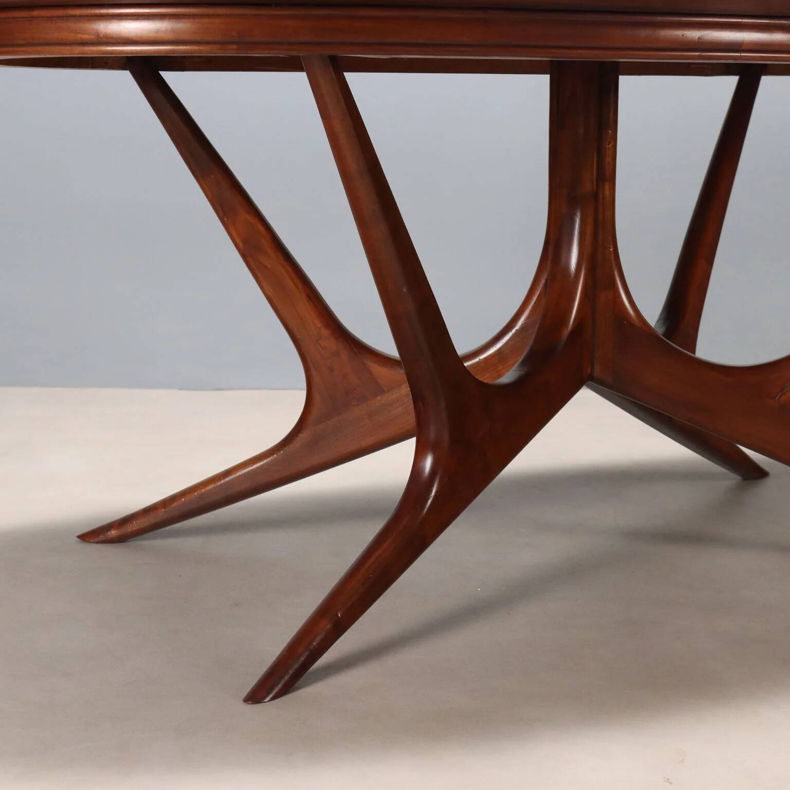 Table de salle à manger vintage en hêtre peint et verre, design, Italie, années 1950