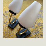 Pair of art deco wall light black and gold - 50s