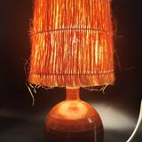 Ceramic lamp and straw lampshade, 1960s