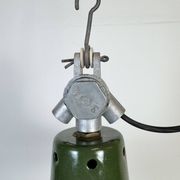 Industrial French Green Enamel Factory Pendant Lamp, 1960s