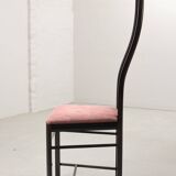 Giorgetti Italian Design High Back Dining Chairs with Pink Upholstery 1980s