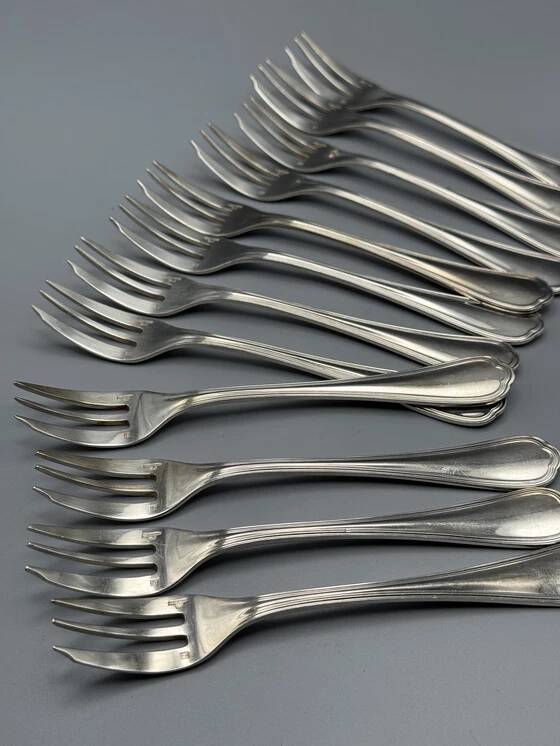 Set of 12 Christofle dessert forks made in France