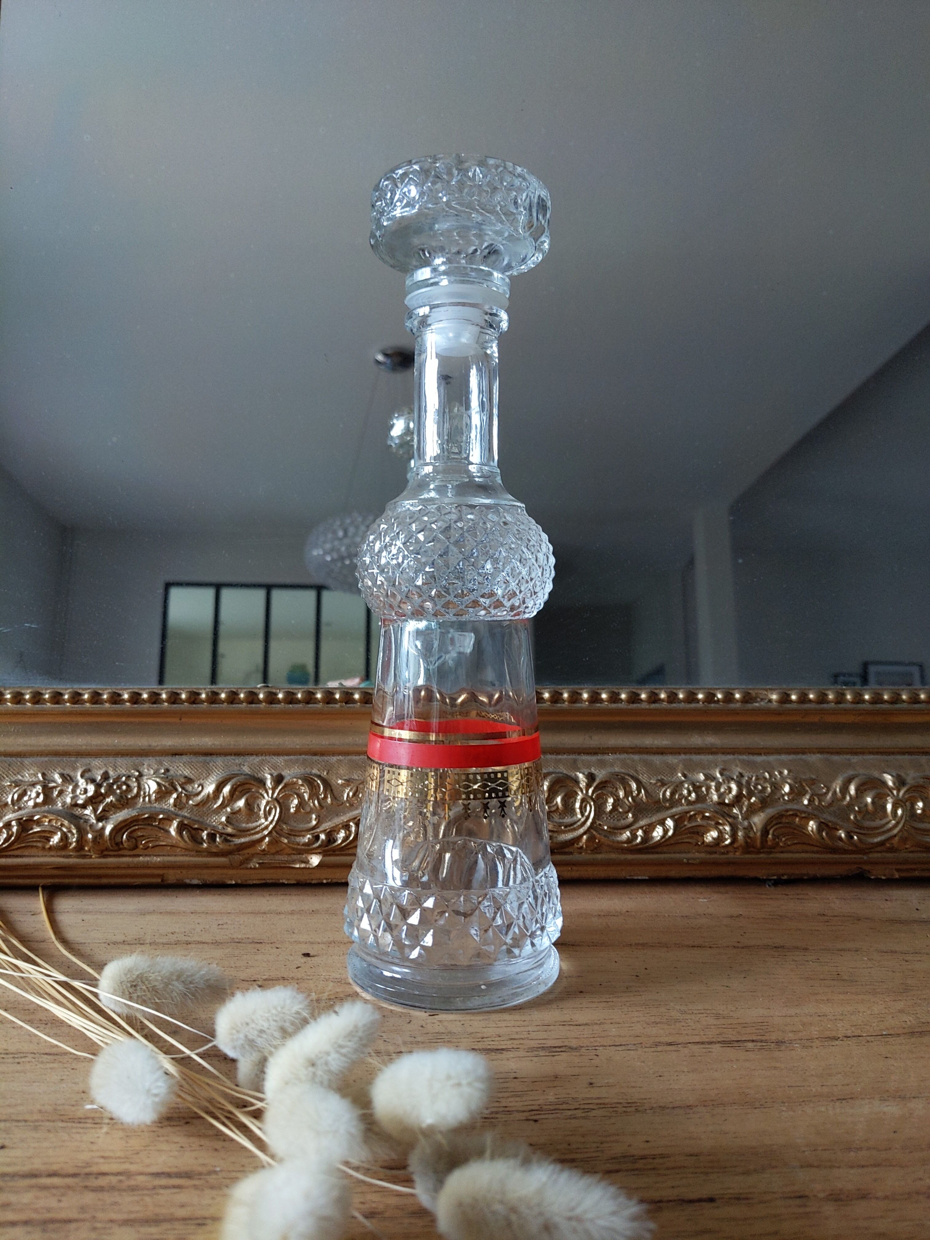 Vintage antique carafe chiseled glass