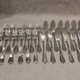 6 forks, 6 fish knives, silver-plated metal, silversmith Ercuis LXV 29
