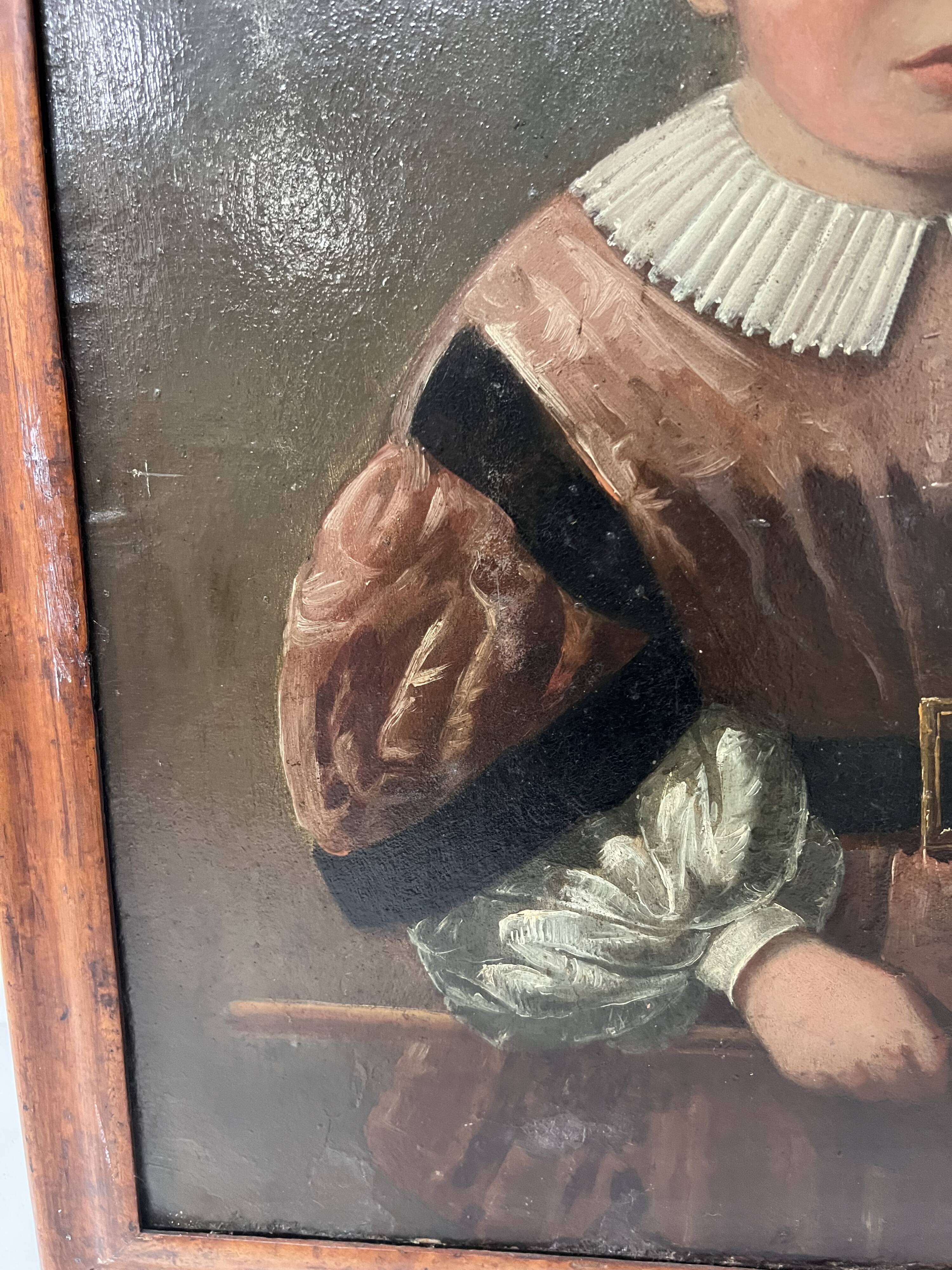 Oil on canvas depicting a young child, 19th century