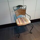 Metal and rattan chair with vine and grape decor