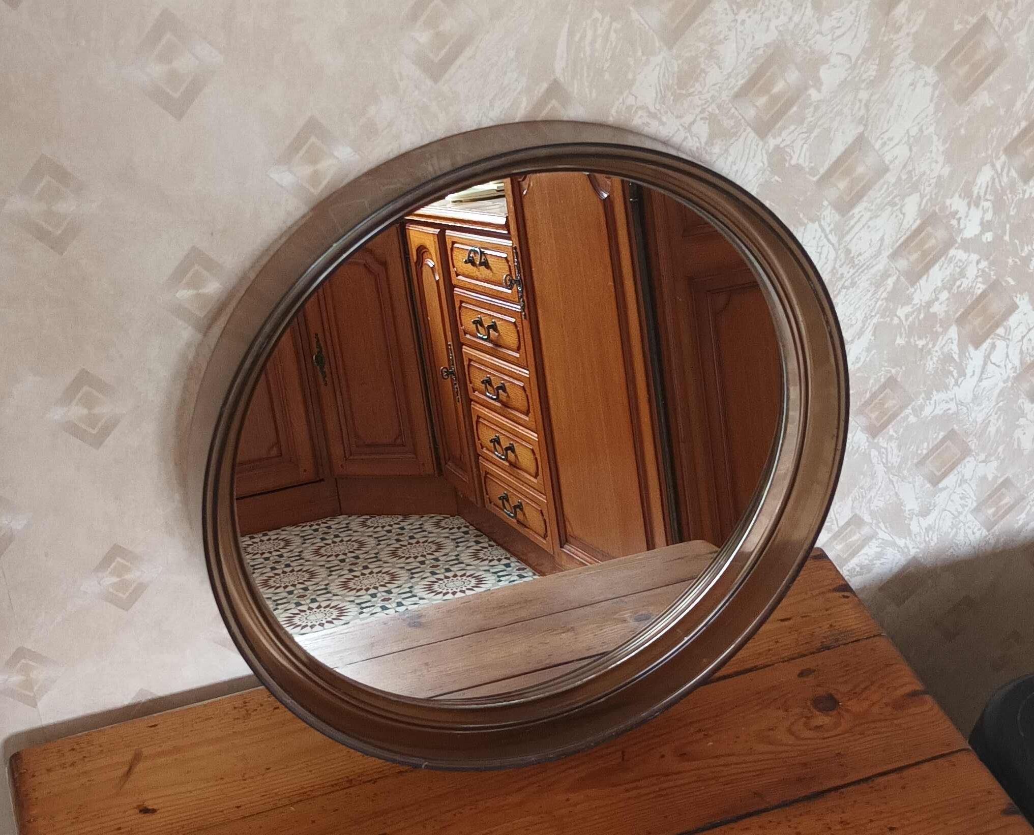 Round mirror syla 40 cm vintage old smoked plexiglass