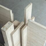 Glass & travertine dining table by Willy Ballez