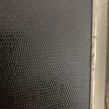 Vintage 1950s triptych barber mirror in black faux lizard - 27 x 67