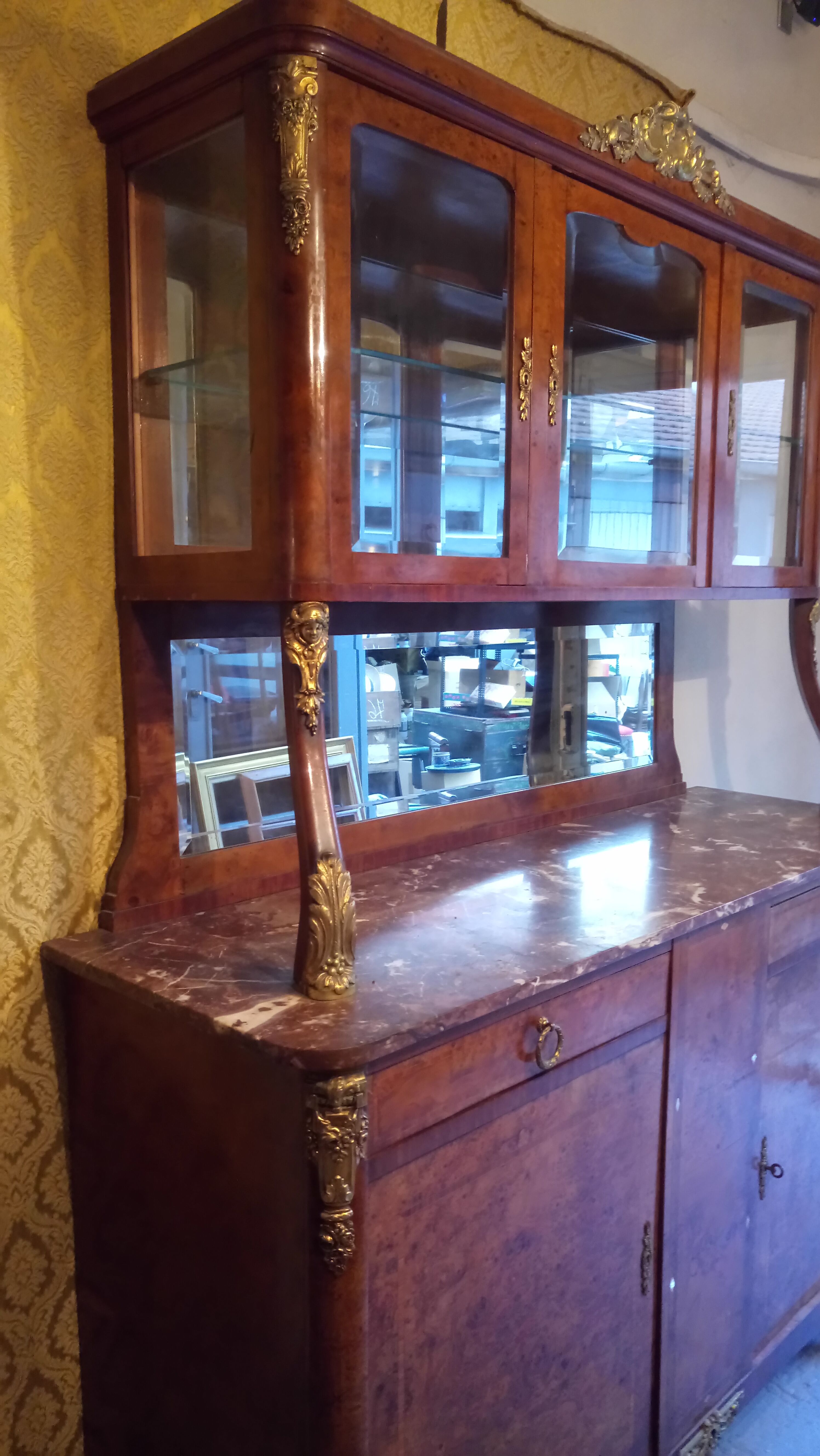 Buffet in bronze and marquetry 19th