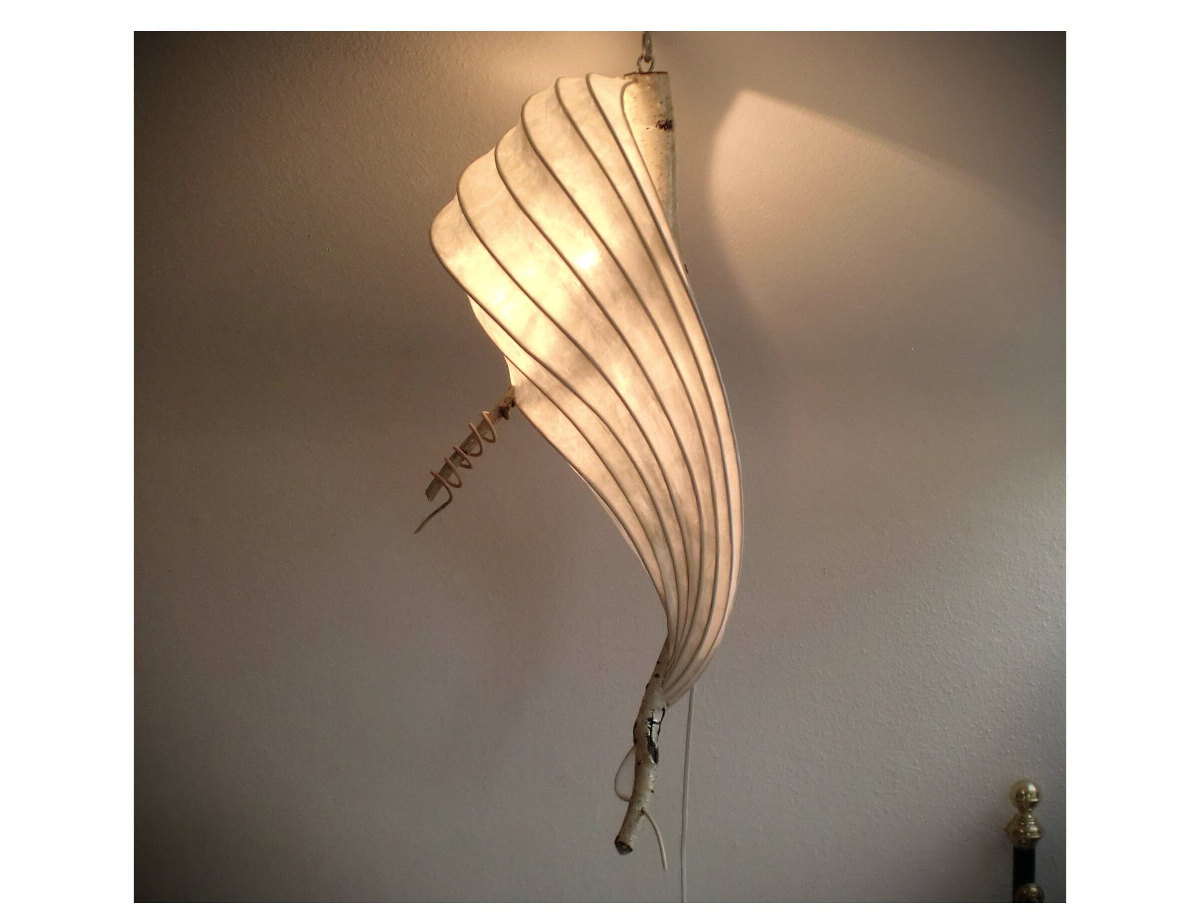 Organic Light Sculpture Wall Hanging Lamp, Birch Branch +Paper