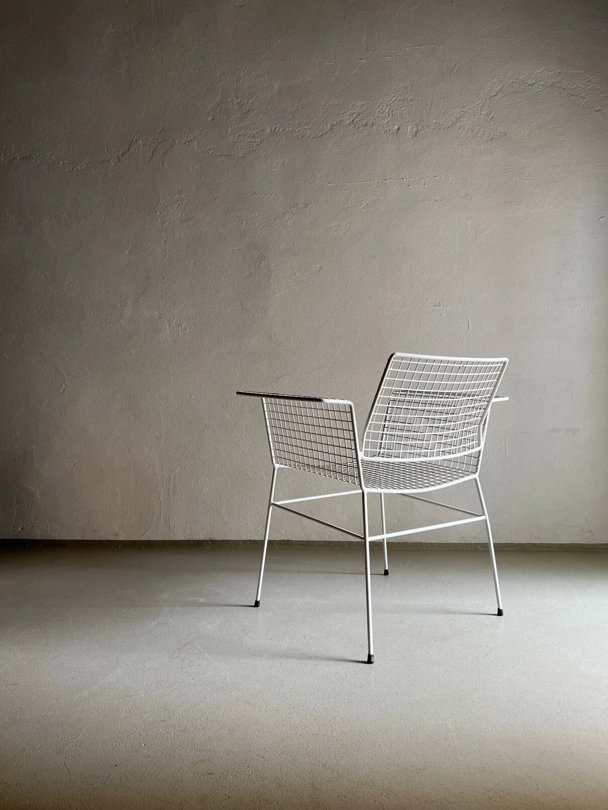 White metal wire chair from Erlau | Germany | 1960s