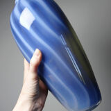 Pair of vintage smoky glass vases lined with opaline, Murano bubble glass.