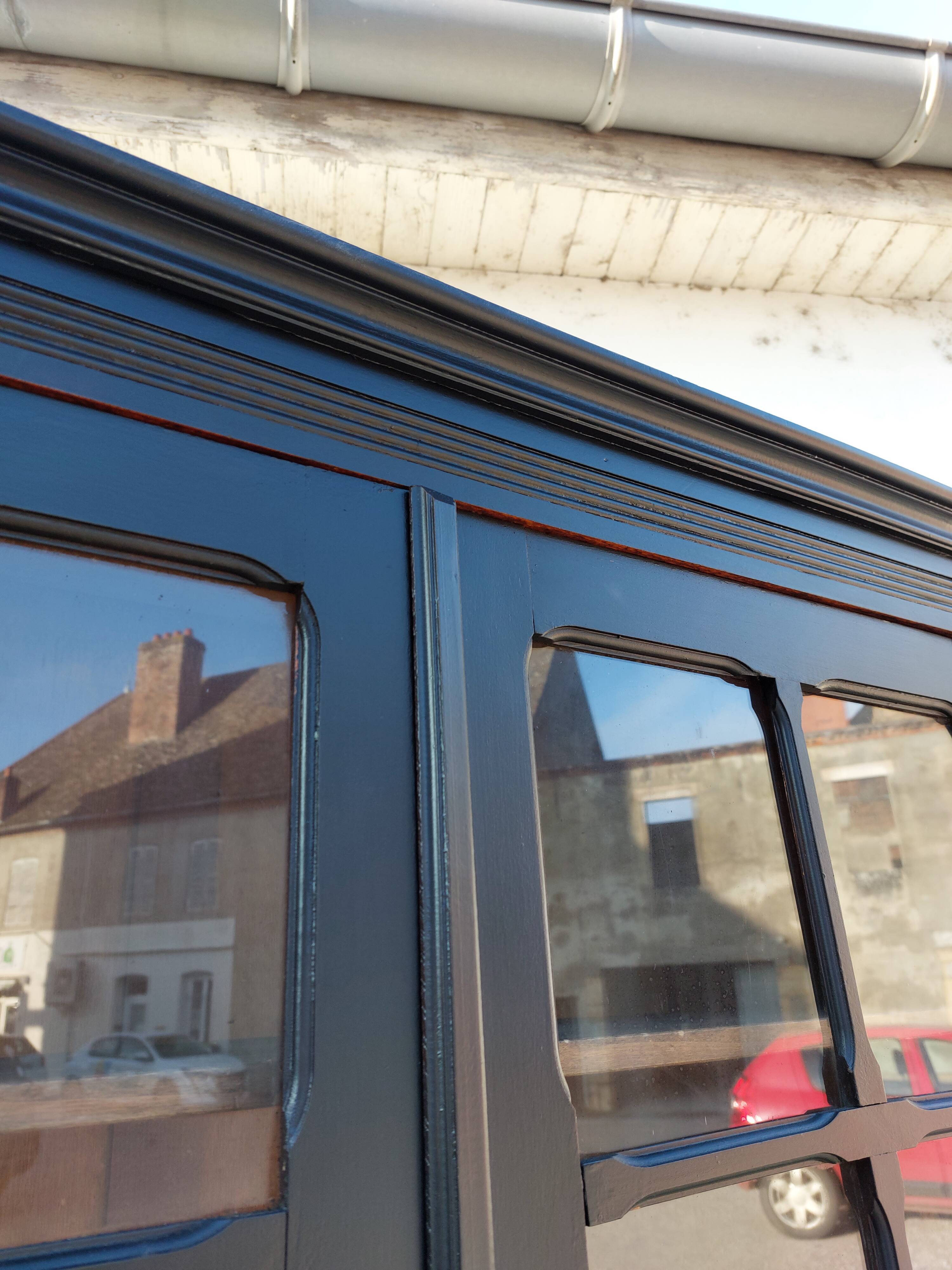 Parisian antique black patinated showcase