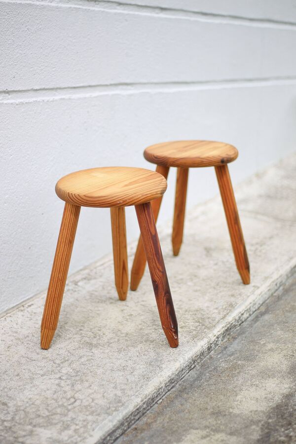 Paire de Tabouret vintage, tabouret bois, tabouret tripode , tabouret d'appoint, porte-plante