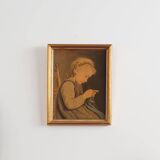 Tableau « Le Portrait de la jeune fille », design scandinave, 19e siècle, d'Albert Anker
