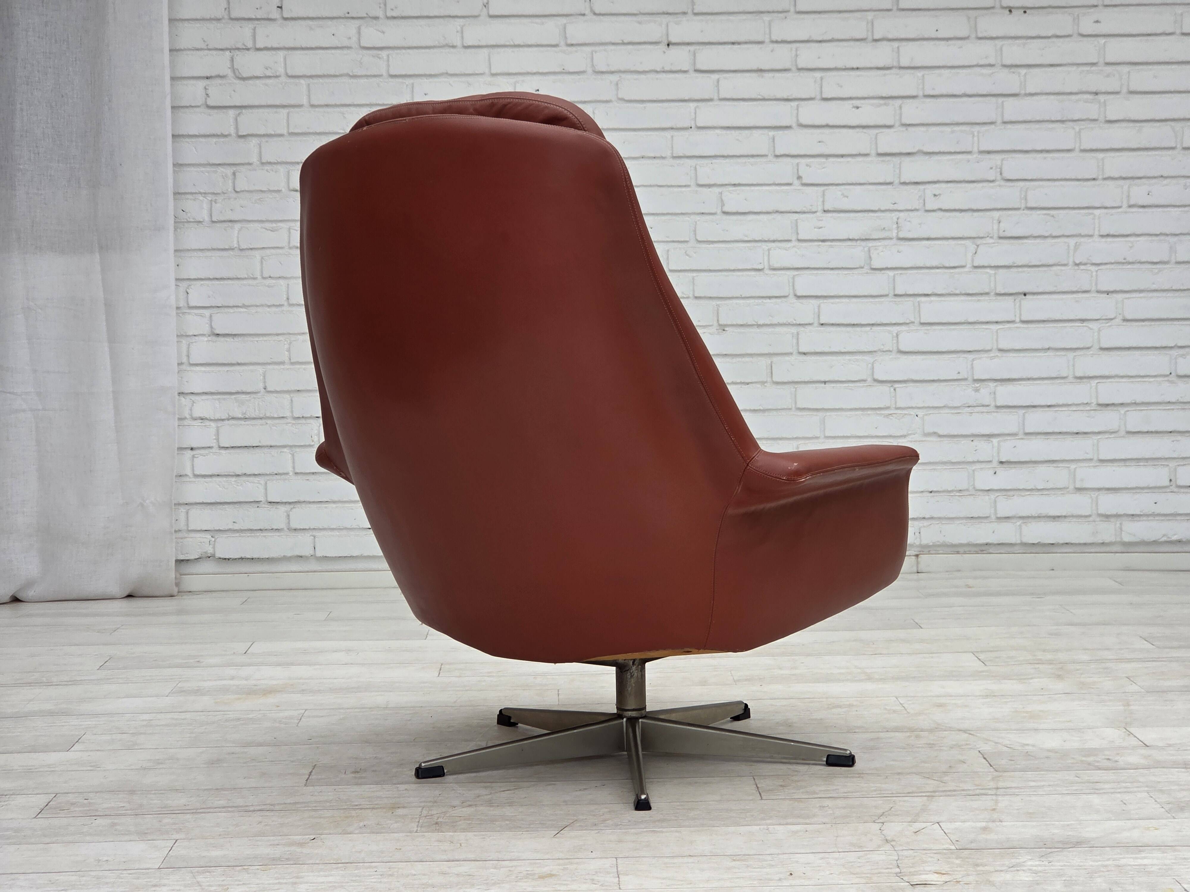 1970s, Danish design by H.W.Klein, swivel armchair, furniture leather.