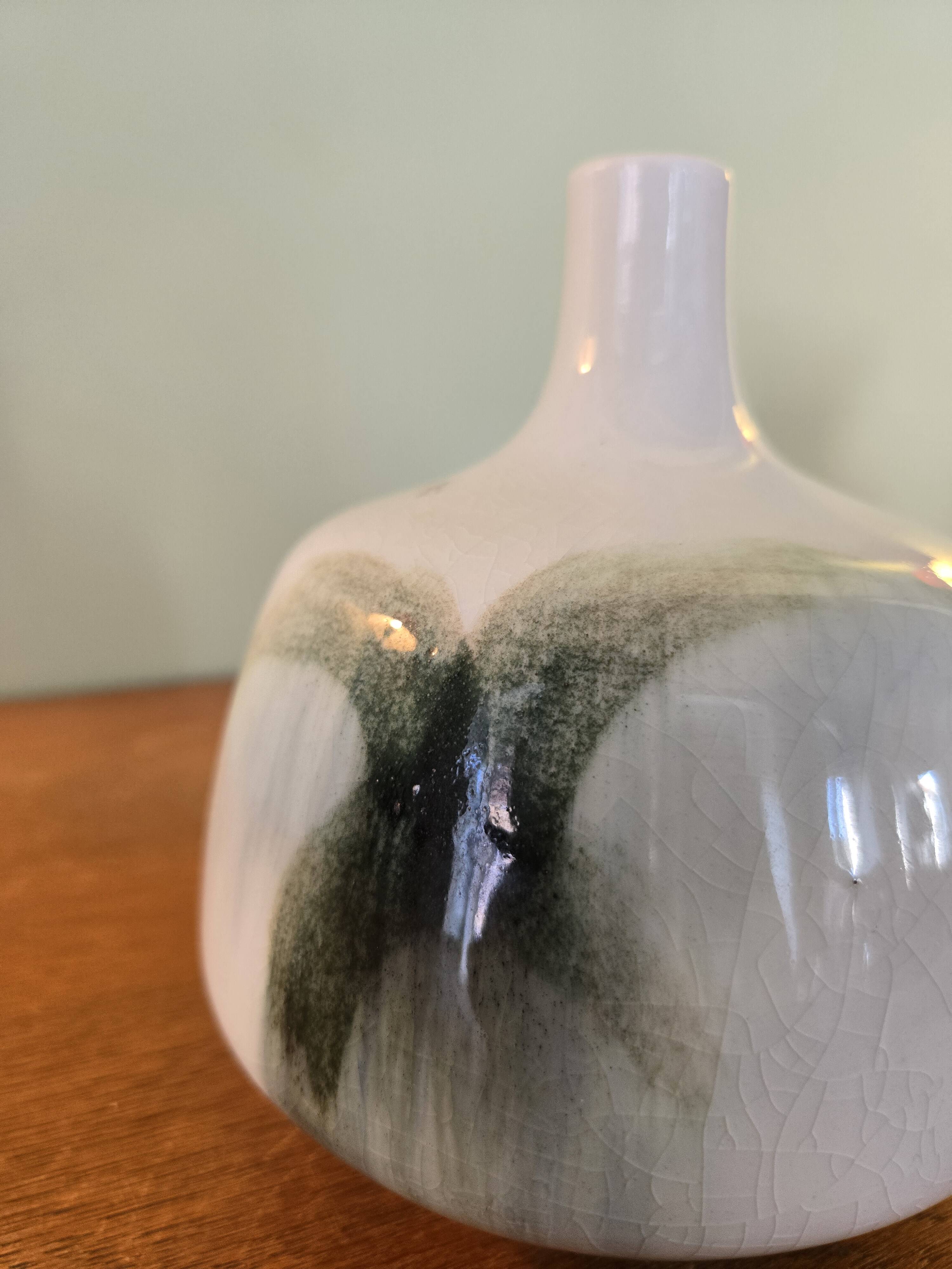 Ceramic spinning top vase signed Pierre Devie 1977